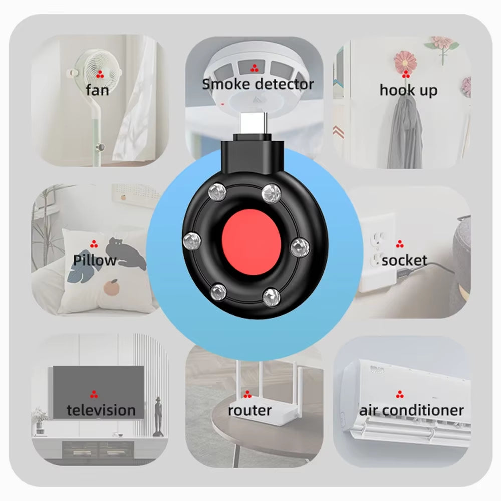 Portable Camera Detector Rf Detector IR Alarm for Outdoor Travel Hotel Rental anti Candid Hidden Camera Finder Led Light